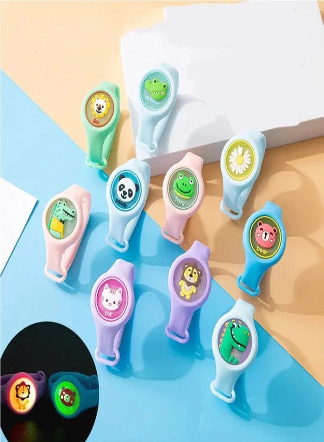 MANVI Spinner Hand Band For Kids, Light up Slap Wrist Band For Boys & Girls, Silicon Strap Cartoon Face Wrist Band For Birthday Gift (round band set of 4) - Image 3